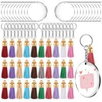 Acrylic Circle Keychain Blanks Clear Kit 120Pcs for Cricut Vinyl Project, Including Acrylic Disc Blanks, Tassels