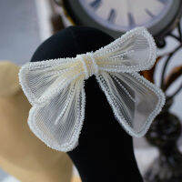 Lovely Girls Women Beige Brides Barrettes Headbands Crystal Bow Hairpins Wedding Hair Accessorie