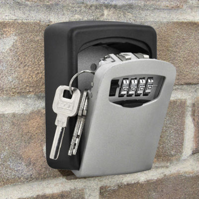KKBB กล่องเก็บกุญแจพร้อมรหัส กุญแจล็อคกล่องติดผนังตู้เซฟกุญแจ Weatherproof 4 หลักรหัสรวมที่เก็บกุญแจกล่องล็อคในร่มกลางแจ้ง