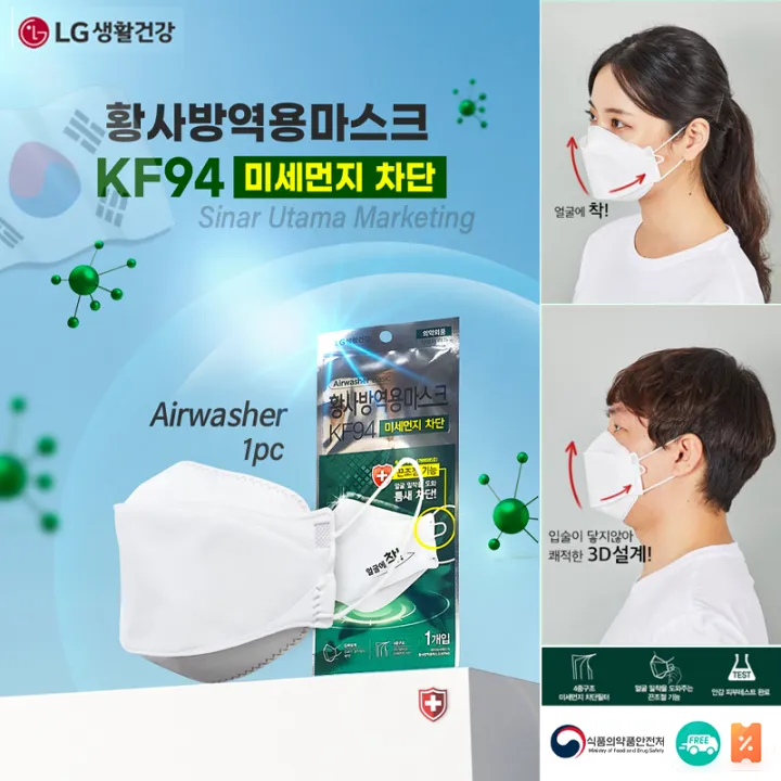 🇰🇷 LG Airwasher Basic KF94 Mask with Adjustable Earloops【10pc】N95 grade