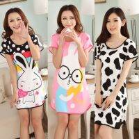 COD tjjs079 Womens Cartoon Nightwear Sleepwear Short Sleeve Sleep Dress