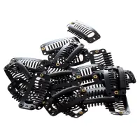 20pcs Black Nine-tooth Clip for hair extension snap clip for DIY use(Black)32MM L