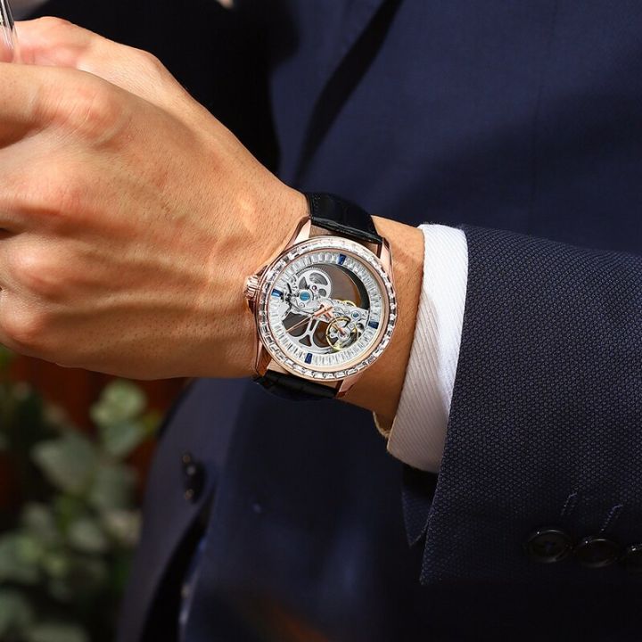 ailang-นาฬิกากลไกอัตโนมัติสำหรับผู้ชาย-นาฬิกาข้อมือสำหรับผู้ชายนาฬิกาข้อมือกลไกอัตโนมัติโครงกระดูกสองด้านเป็นทางการสุดหรูส่องสว่าง