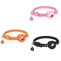 For Air Tag Cat Collar, Reflective Collar for Cat with Safety Buckle and Waterproof Holder in 3/8Inch Width