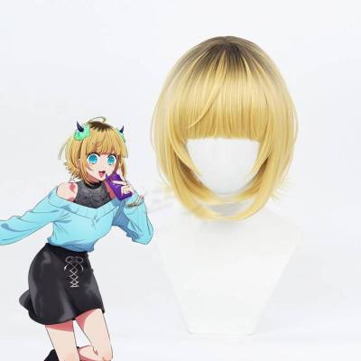 OSHI NO KO MEM Cho Cosplay Wig Brown Gradient Yellow Bob Short Hair Anime Cosplay Costume Halloween Decor