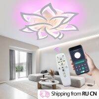 Modern LED Backlit Design Petal Shapes Chandeliers Luster Purple/Pink/Blue Color Light For Indoor Living Room Decoration Lamp