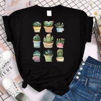 Succulents Kawaii พิมพ์ผู้หญิงเสื้อยืดฤดูร้อนกราฟิกอะนิเมะหลวมหลวม Street สั้นผู้หญิงน่ารักขนาดใหญ่ Tshirts