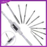 VHOIC 11PCS เหล็กความเร็วสูง ชุดต๊าปเกลียวเมตริก M1-M3.5 ปรับได้ปรับได้ เครื่องมือซ่อมงานไม้ ทนทานต่อการใช้งาน ประแจมือหมุน งานไม้