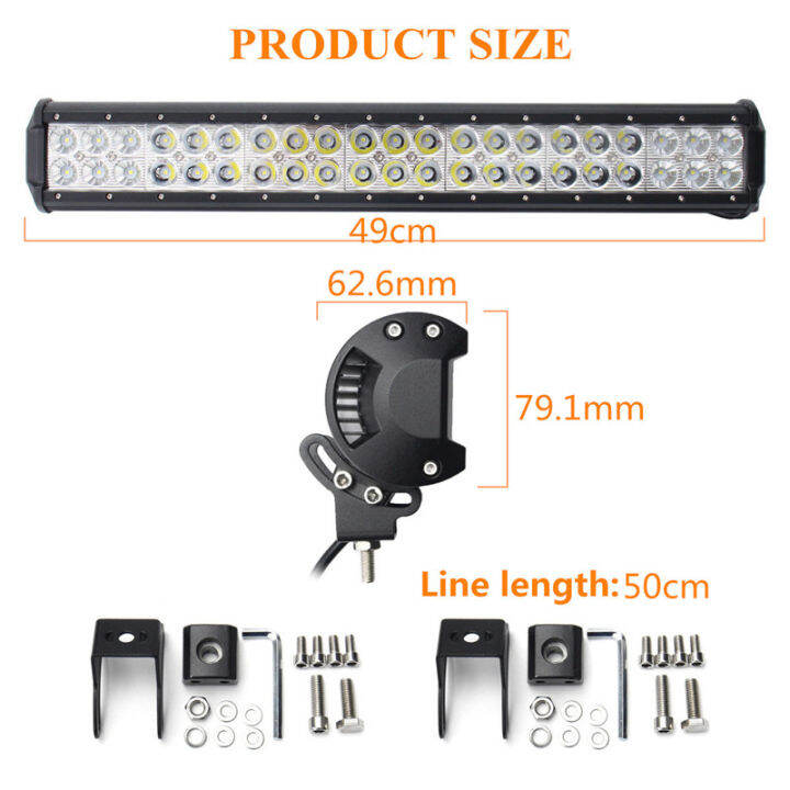 ไฟ-led-ip68บาร์กันน้ำ20นิ้ว126วัตต์คอมโบจุดน้ำท่วมโคมไฟสำหรับรถบรรทุกรถออฟโรด10-30โวลต์