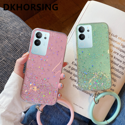 DKHORSING เคสโทรศัพท์สุดหรูสำหรับ VIVO V29 5G ซิลิโคนกลิตเตอร์ปลอกอ่อน Vivo V29 2023พร้อมฝาปิดกำไลข้อมือกลม VIVOV29 5G