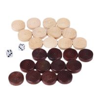 30Pcs/set Wooden Round Checkers Pieces For Backgammon Chess Game Accessories