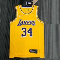 Top-quality 2021-22 Nba Basketball Mens Jersey Los Angeles Lakers 34 Shaquille Oneal Jerseys Yellow with 75th Anniversary Silver