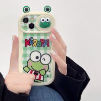 Cute sanrio Keroppi 3D Doll Sliding window camera protection Phone Case For Iphone 11 12 13 14 Pro Max Plus Cover