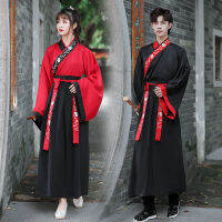 Hanfu ชายแท้สไตล์จีน Hanfu ผู้หญิงชุดอัศวินเอวยาว Weijin สไตล์ฤดูใบไม้ร่วงทุกวัน