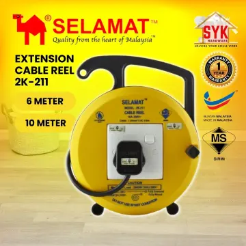 Selamat MAY Heavy Duty Extension Roller 2 Gang Socket Cable Reel