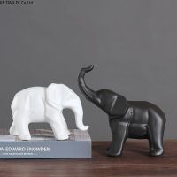 รูปปั้นช้างน่ารักสีดำและสีขาวสายประติมากรรมสัตว์งานฝีมือคู่ตกแต่งห้องนั่งเล่นสำนักงานช้างตกแต่ง Gifts