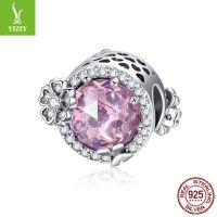 [COD] s925 silver pink atmosphere diy beads Korean fashion diamond bracelet beaded necklace accessories SCC904