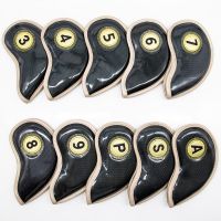 ▫♝ Golf Club Iron Headcover Iron Head Cover Set Iron Golf Wedges Covers with Glossy Leather 3-9 ASP 10pcs