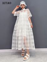 XITAO Shirt Dress Fashion Casual Mesh Women Solid Color Dress