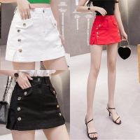 COD DSFGERTGYERE Shorts skirt female summer 2021 new high waist thin package hip denim pants Korean version of the fake two-piece spring a-line short