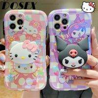 [Woo Fashion Case] Sanrio H Ello K Itty Kuromi กรณีโทรศัพท์สำหรับ iPhone 13 12 11 Pro Max XS XR X Xsmax 7 8บวกปกผู้หญิงสาว Y2K กับผู้ถือหรูหรา