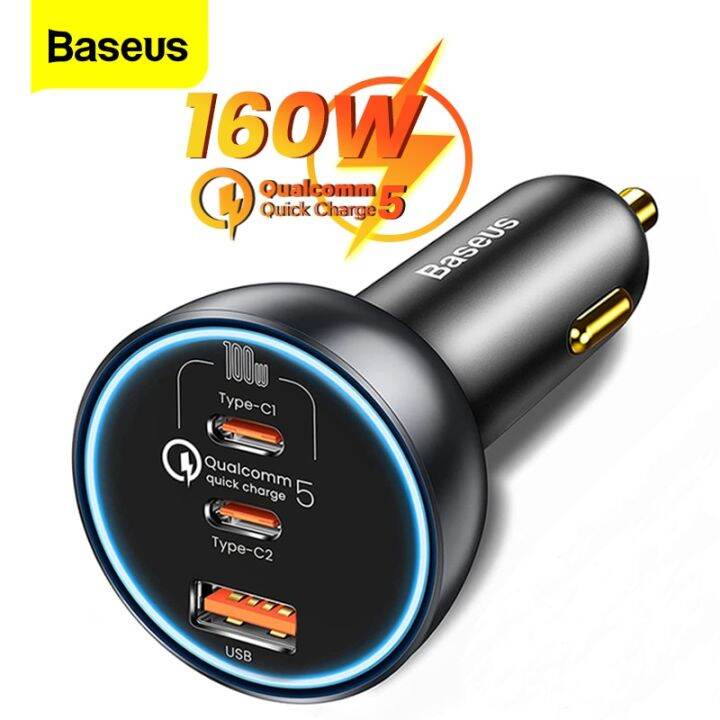 baseus-ที่ชาร์จที่ชาร์จแบตในรถเร็ว160w-5-0-qc-4-0-pd-3-0-usb-type-c-65w-สำหรับแล็ปท็อป-macbook-pro