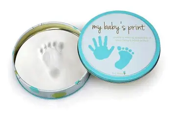 Pearhead Chevron Baby Book and Clean Touch Ink Pad for Baby's Handprint or  Footprint, Teal 