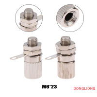 DONGLIONG 1ชิ้น M6 x 23ขั้วทองแดงบริสุทธิ์4มม. รูกล้วยซ็อกเก็ตโลหะสายดินโพสต์ กับซ็อกเก็ตกล้วย