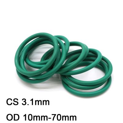 10pcs Green FKM Fluorine Rubber O Ring CS 3.1mm OD 10-70mm Insulation Oil High Temperature Resistance Sealing Gasket Ring Washer Gas Stove Parts Acces