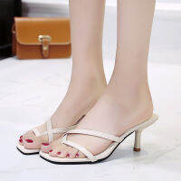 Ladies High Heels 2022 Summer New Korean Style Fashion Stilettos With Thin Straps And Square Toe Sandals