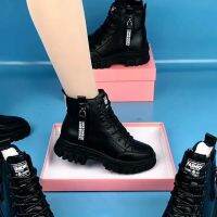 35-43 Size Large Womens Shoes Soft Leather Martin Boots Thick-Soled Sneakers All-Match Small Foot Short Brushed