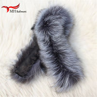 Silver fox Winter Womens Real Fox Fur Scarf Fox Fur Cap Fur Collar Scarves 80cm Collar Soft Fur Scarf Neck Warmer L#45