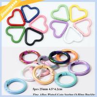 JINSONGAAA 5pcs หลากสีหลายสี หัวเข็มขัดโอริงสำหรับฤดูใบไม้ผลิ กลม/รูปหัวใจ 25มม. 4.54.2ซม. Carabiner ที่มีคุณภาพสูง คลิปหนีบตะขอ กระเป๋าถือกระเป๋าเงิน