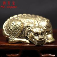 Solid Heavy Brass Mythical Beast Kirin Statue Desktop Ornament Home Decoration Crafts Accessories Vintage Animal Figurines Decor