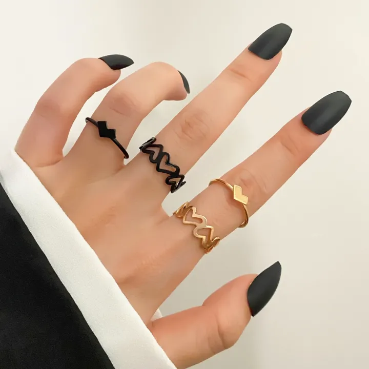iparam-trendy-black-gold-color-metal-rings-set-for-women-men-concise-couple-ring-heart-lover-gifts-fashin-jewelry