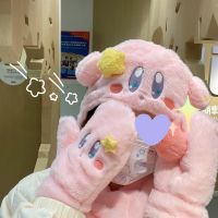 【YF】 Cartoon Anime Kirby Merch Winter Warm Hat Plush Scarf Gloves Pink Girl Christmas Gifts Cute Gift Soft Plushie Wholesale Toy