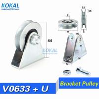 【CW】 [V0633 ZJ]1pcs 6x33x8mm with triangular bracket/L bracket V-grooved wheel N626 606 bearing wire pulley/crane/guide wheel