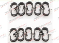 20PCS Cushioned Hose Mounting Clamp Loop Strap 304 Stainless Steel 1 3/4" Black-lihaichao