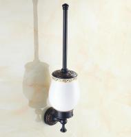 ◎ Black Oil Rubbed Brass Bathroom Hardware Accessories Wall Mounted Toilet Brush Holder Lace Ceramic Cup Dba477