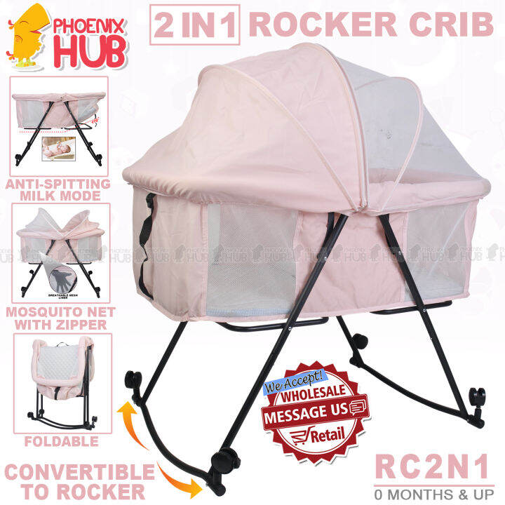 Phoenix Hub RC2N1 2 in 1 Rocker Crib Portable Baby Bed Cradle