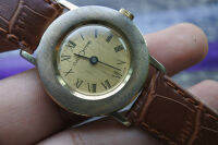 นาฬิกา Vintage มือสองญี่ปุ่น CUSTOM TIME SWISS MADE ระบบ ไขลาน ผู้ชาย ทรงกลม กรอบทอง หน้าทอง หน้าปัด 35มม. สายหนังใช้งานได้ปกติ สภาพดี ของแท้ ไม่กันน้ำ