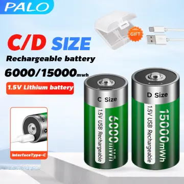 PALO C Size/LR14 Rechargeable Battery 1.5V 6000mWh Type-c USB Charging  Li-ion Batteries for Gas stove, Flashlight, water Heater