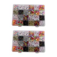 2 set English Letter Acrylic Beads Square Flat Alphabet Beads Charms Bracelet Necklace for Jewelry Making DIY Set