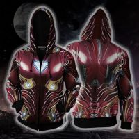 【COSER 77】เสื้อกันหนาวมีฮู้ด the avengers tony stark marvel superhero 3 d แต่งซิป