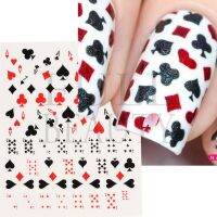 【lz】❅◎  3D Poker Nail Art Adesivos Coringa Rei e Rainha Jogando Cartas Adesivos Decalques de Transferência Decoração Slider para Nail Tip Beleza deixe-484