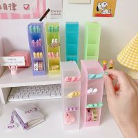 [BONBON Home Storage] อุปกรณ์จัดระเบียบกล่องพลาสติกที่วางปากกา Kuas Rias ลิปสติกแบบเฉียง