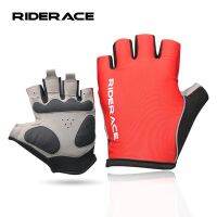 ✚℡﹊ Cycling Glove Half Finger Breathable Washable Outdoor Sports MTB PU Leather Pad Gloves For Men Women Non-Slip Bicycle Gloves