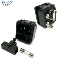 ☍❦✇ 1PC LZ-14-F2-3P 10A Fuse 3 Pins Panel Mounted Plug Connector IEC320 C14 10A 250V AC Electrical Inlet Module Power Socket