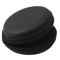 Useful Earphone Storage Case Soft Lining Black Protective Earphone Storage Case  Round Data Cable Package for Outdoor