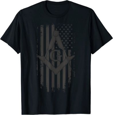 Mens Masonic American Flag Square and Compass - Freemason T-shirt